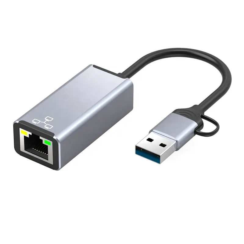 Adaptador Ethernet USB C /USB A, dispositivo con velocidad de transmisión USB 3,0 de 10/100/1000Mbps, LAN Gigabit
