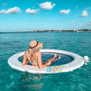 8ft Round Inflatable Water Hammock Floating Platform Swimming Pool Mat With <strong>Mesh</strong> Dog <strong>Ramp</strong> - Product Image 1