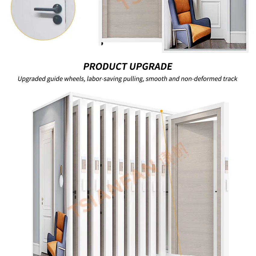 Tsianfan Modern Type Push Pull Wooden Door Rack Slider Metal Interior Wood Doors Frames Showroom Sliding Display Stand For Door