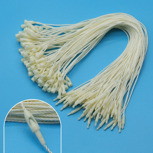 Atacado Alta Qualidade Bege Reciclável Hang Tag Strings Poliéster Hangtag String para Vestuário
