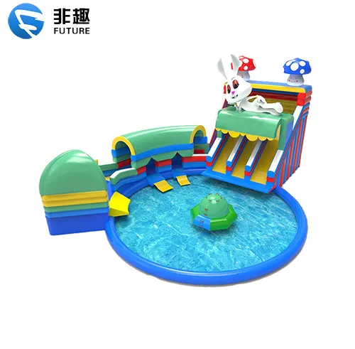 Piscina gonfiabile animali Commerical Mobile Land Outdoor Bunny Theme scivolo gonfiabile parco acquatico a terra con piscina per adulti