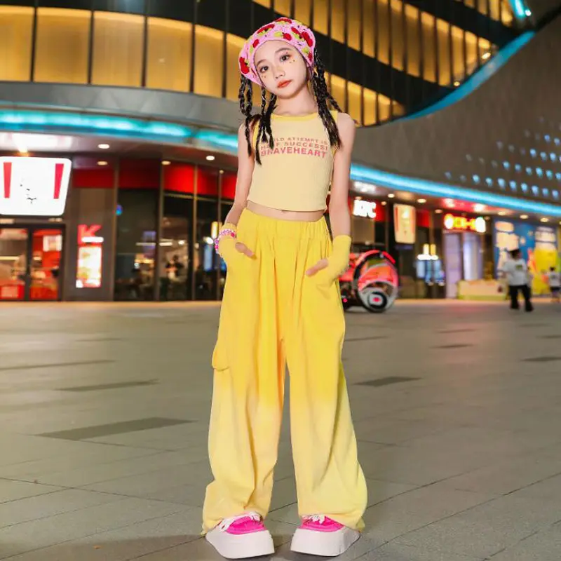 Hip Hop Mädchen Crop Top Tie Dye Cargo Hose Kinder Tank Tops Jogger Streetwear Kleidung Sets Kinder Sweet Street Dance Jazz Kostüm