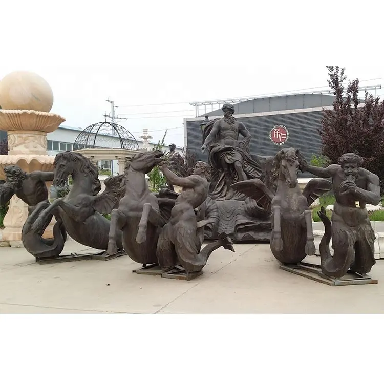 Personalizada de alta calidad grande de metal bronce figura caballo estatuas fuente de agua animal escultura decoración al aire libre