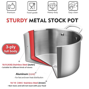 Bán Buôn Tùy Chỉnh Không Dính 304/316 Thép Không Gỉ Nấu Ăn Nồi Soong Đặt Cảm Ứng Nhà Bếp Hầm Súp Kho Chậu Đặt Cho Cửa Hàng - Product Image 2