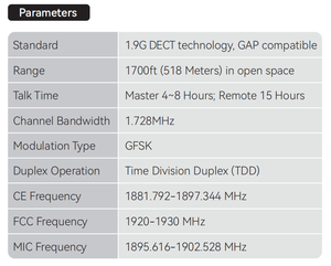 Sistema de auriculares de intercomunicación inalámbrico para 4 personas, auriculares inalámbricos de 1,9 GHz con 24 horas de trabajo, 518M/1700FT - Product Image 4