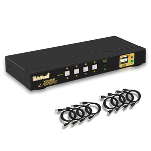 JideTech 4-Port <strong>KVM</strong> HDMI <strong>Switch</strong> with Audio USB Interface 4Kx2K@60Hz Kit Cables