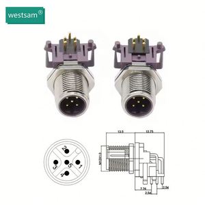 ワイヤー接続用M12 5ピン男性防水コネクタ電気プラグ90度パネルマウントアセンブリパネルマウントアセンブリ