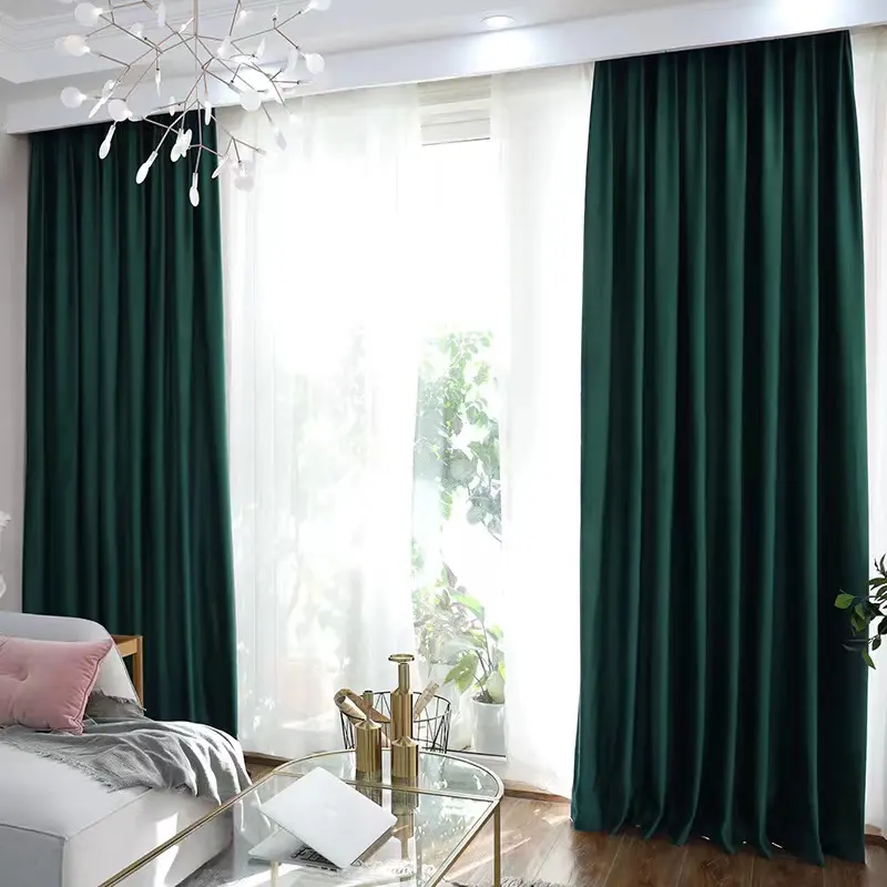 100% Polyester Nordic Style Plain italienischen Samt Cortinas Vorhang für das Wohnzimmer Schlafzimmer