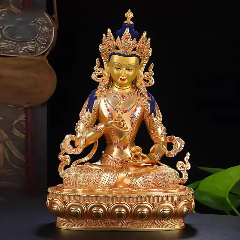 Estatuas de Buda Vajrasattva de cobre puro de 10 pulgadas, adornos, artesanía de oro antiguo rojo, Interior del hogar para nuevas estatuas de Bodhisattva