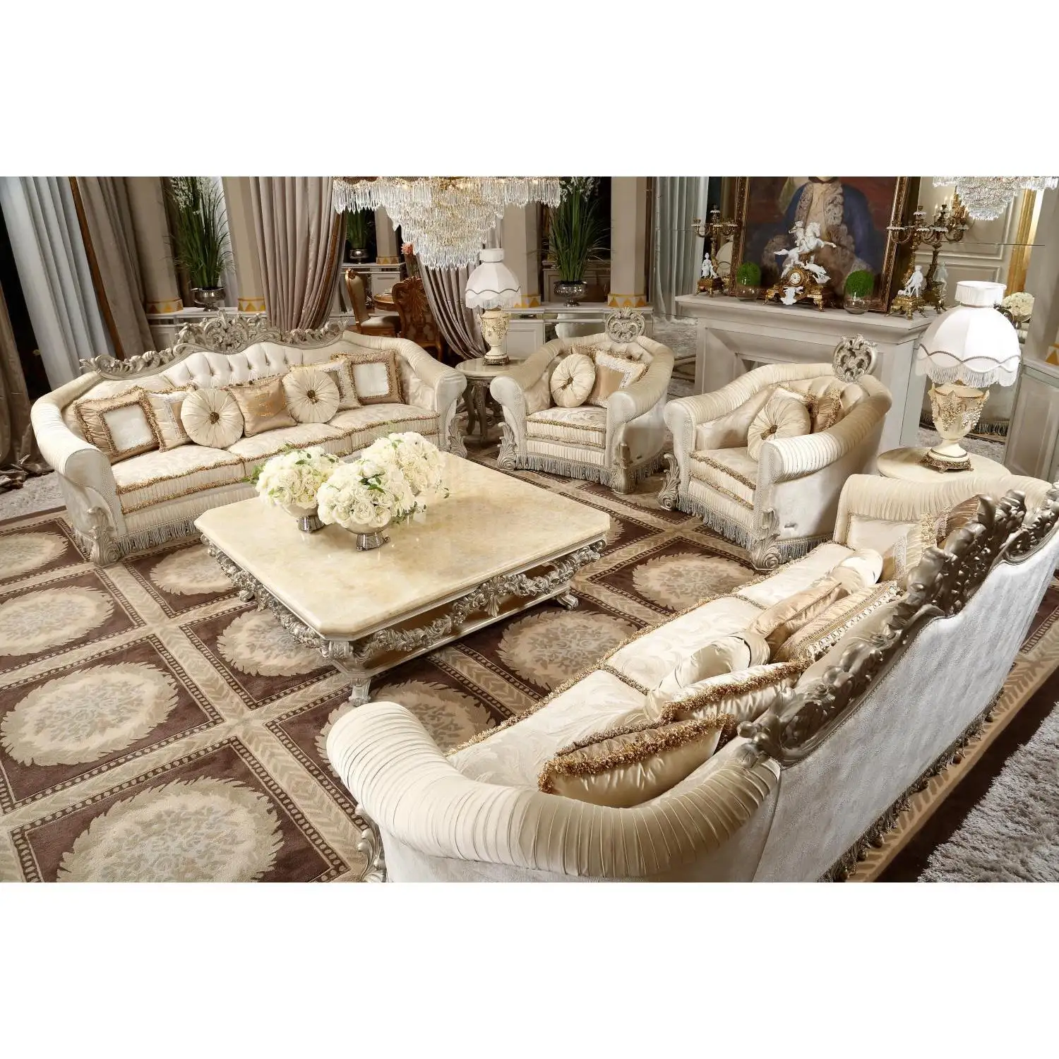 Sofá de terciopelo de lujo, mueble elegante, golden Victoria, para sala de estar, con almohadas