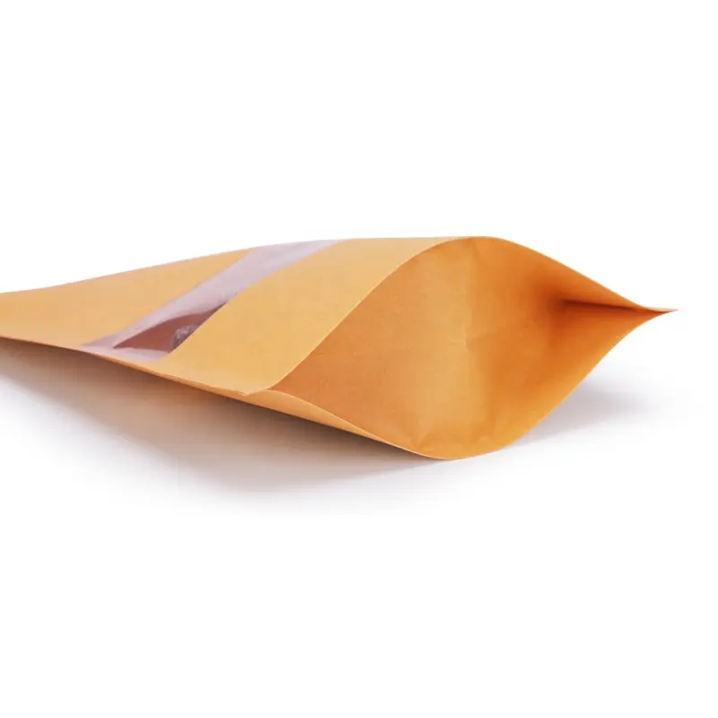 Beste Prijs Hoge Kwaliteit Verpakking 2 Layer Bruin Pouch Food Grade Stand Up Kraftpapier Met Clear Window