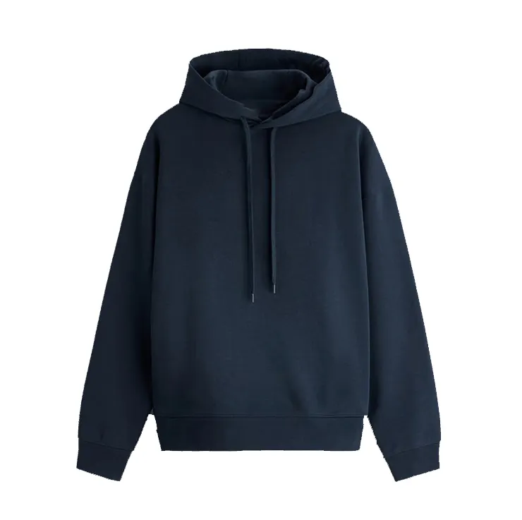 Fabrication automne épais couleur unie bleu marine sweats à capuche hommes plaine de haute qualité vierge poids lourd sweat à capuche