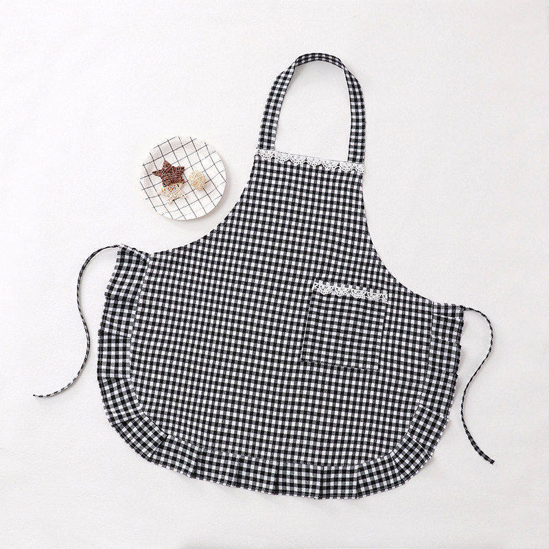 Algodón a cuadros con encaje y cuello halter negro.