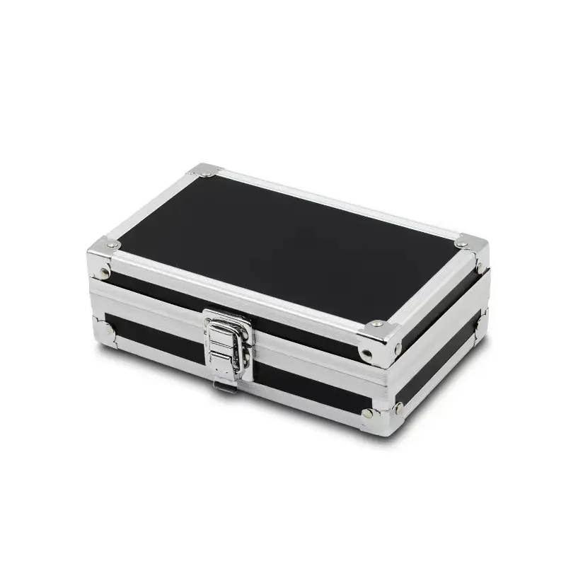 다기능 휴대용 악기 알루미늄 케이스 작은 낙하 방지 보석 상자 도구 상자 하드웨어 보관 블랙 하드 케이스