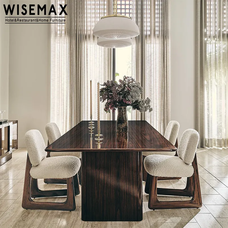 WISEMAX mobilya İskandinav ev yemek mobilyaları ahşap ve kumaş yüksek geri yemek sandalyesi boucle vanity sandalye yatak odası için