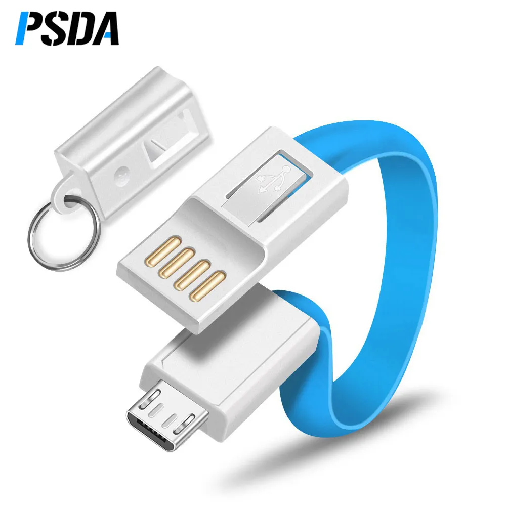 PSDA 20 см 2 в 1 Многофункциональный USB-кабель Micro USB Type C кабель для Samsung 2,1 а мини-брелок зарядные кабели