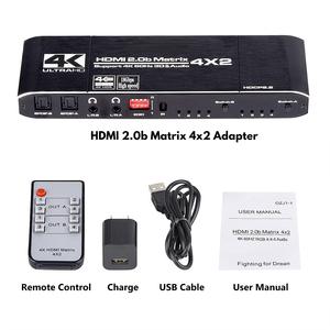 Conmutador HDMI Matrix 4K 4x2 4 en 2 Out HDMI2.0b, divisor + Salida de Audio óptica y L/R, EDID con control remoto - Product Image 5