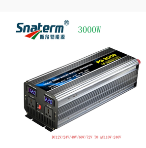 3000瓦纯正弦波功率逆变器DC12/24/48/60/72v至AC220/230/240V 50 hz60hz离网逆变器，带交流充电器UPS功能