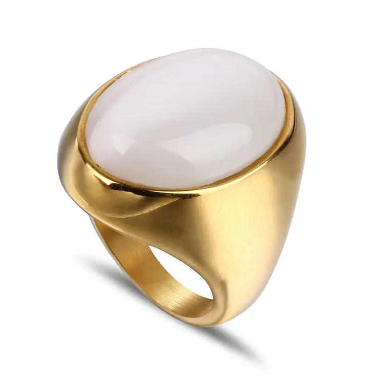 Hot Style Professional Manufacturer 18K IP Plating White Opal Wedding White opal gold rings For Women