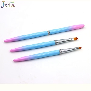 Jiexia Custom Logo Blue Pink Gradient Changing Color Design UV Gel Builder Painting Pen Oval Nail Art Gel Brush - Product Image 4
