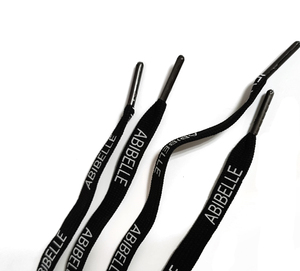 Black Colored <strong>High</strong> <strong>Quality</strong> 3D logo Printing Custom Non-slip Flat Polyester Braid Cord With Metal End Draw <strong>String</strong> for Hoodie Rope - Product Image 6