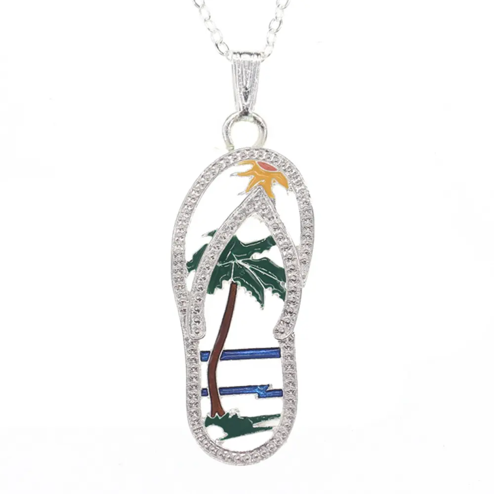 Spiaggia ciondolo in argento sterling, palma cut-out flip flop smalto