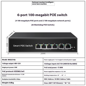 Poe anahtarı akıllı 100m ağ anahtarı iletim kamera izleme AI Watchdog anahtarı - Product Image 3