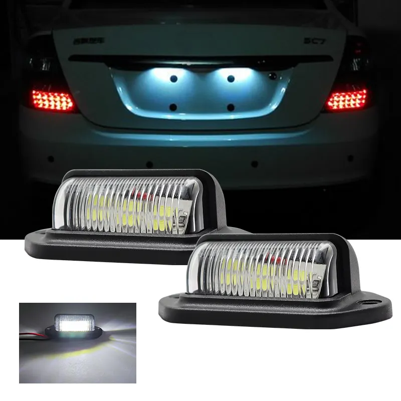 Bombillas LED traseras para placa de matrícula, camión, remolque, luces automáticas, blanco, 12V/24V, lámpara indicadora de marcador lateral