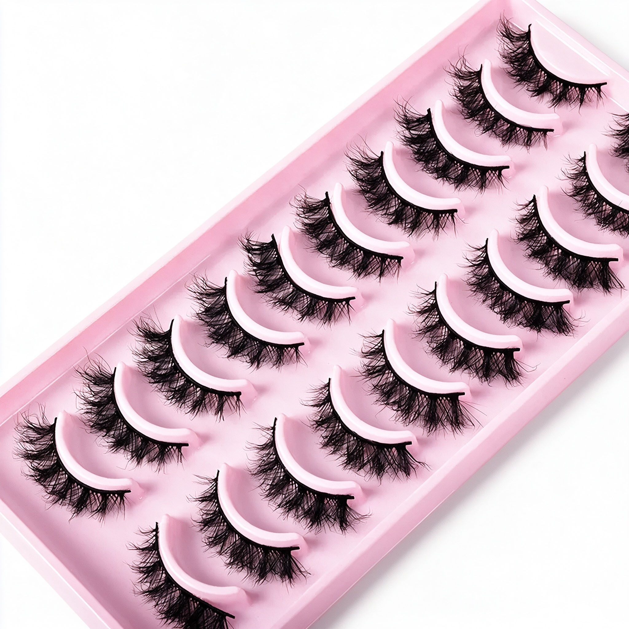 10 pares de pestañas postizas estilo "fluffy messy" HT04
