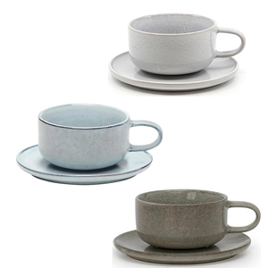 Upclay Stoneware Reactive Coffee Relic Tea <strong>Cup</strong> and Saucer Mist 260ml 15cm Granite Gray Mug - Product Image 2