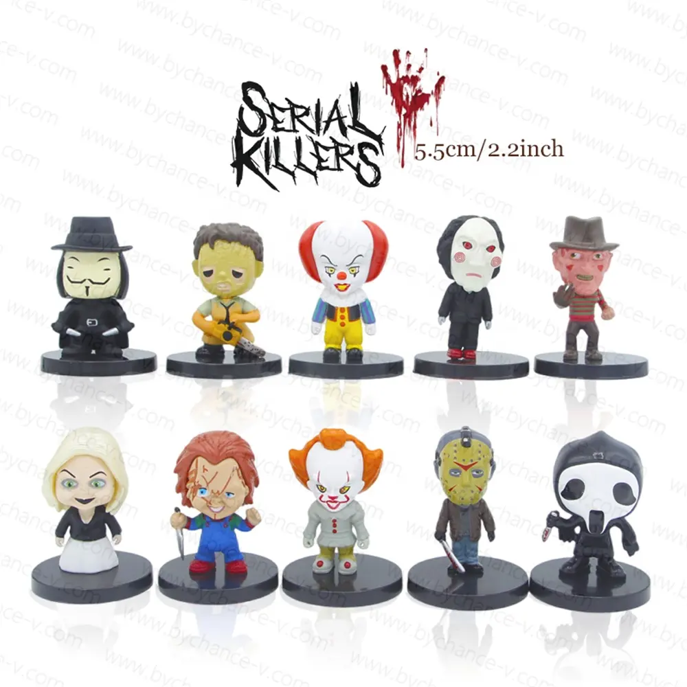 Halloween gashapon máquina brinquedo popular filme de terror papel serial psycho killers plástico figura para 2.5 polegadas plástico bola enchimento