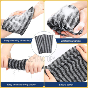 Özel Logo ating Washcloth peeling yıkama yüz ve vücut için vücut kesesi lif kabağı sünger ölü cilt vücut fırçalayın havlu