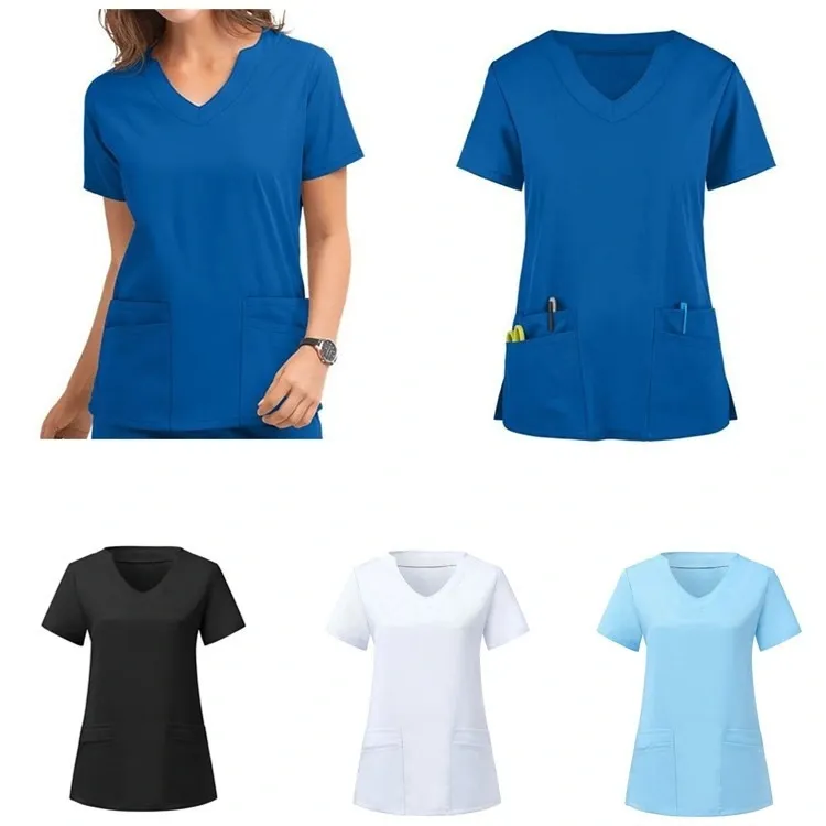 Revestimento para enfermagem, design plissado para hospital, uniforme de hospital, spandex, venda direta