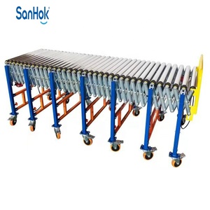 Sistema de transportador de rodillos telescópico para equipos de muelle de carga/descarga