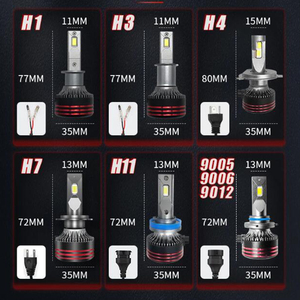 H4 H3 H1 H7 H11 LED far 9005 9006 9007 H13 LED dönüşüm kiti Hi/Lo işın 6000K serin beyaz halojen ampul değiştirme - Product Image 6