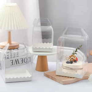 Low Moq 3 Inch <strong>Mini</strong> Cake <strong>Box</strong> <strong>Pet</strong> Plastic Square Mousse Cake Boxes Small Dessert Cake Container With Handle - Product Image 3