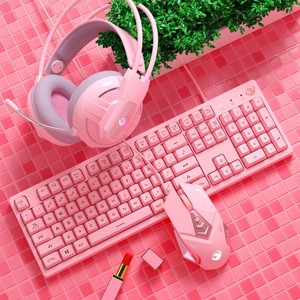 Teclado y ratón usb con cable para ordenador, teclado mecánico para videojuegos, color rosa - Product Image 5
