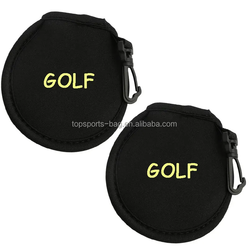 पोर्टेबल काले neoprene गोल्फ की गेंद क्लीनर के साथ पाउच क्लिप हुक सफाई जेब