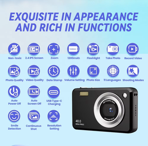 48mp 2.4インチ大画面顔検出、笑顔キャプチャCa non Nikons Sonys Pocket Compact Digital Camera for Young Girls Boys - Product Image 2