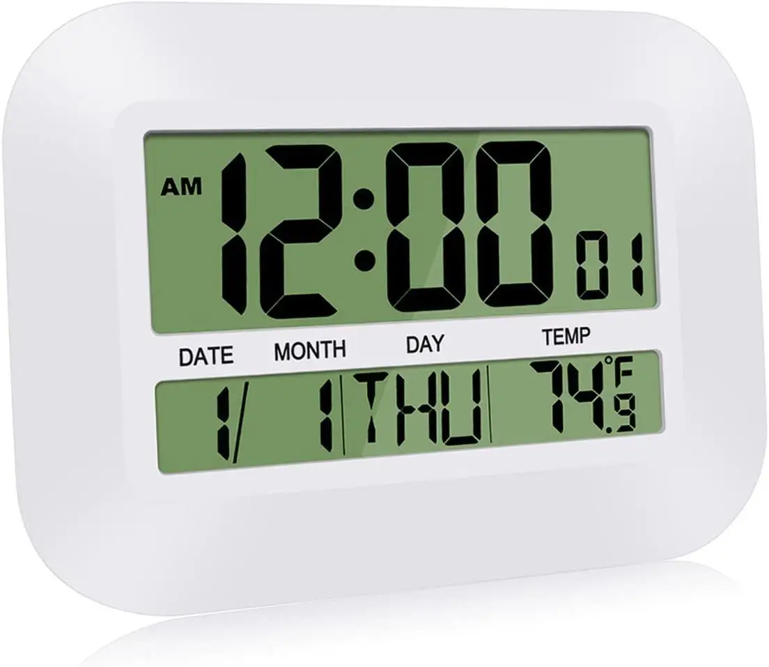 كبير LCD ساعة تنبيه الرقمية ساعة حائط بسيطة الساعات المكتبية مع درجة الحرارة التقويم للمنزل مكتب