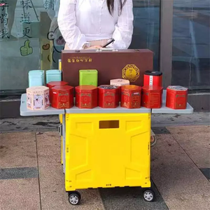 批发多用途手柄拉杆折叠式塑料储物盒带盖和轮子折叠盒手推车 - Product Image 5