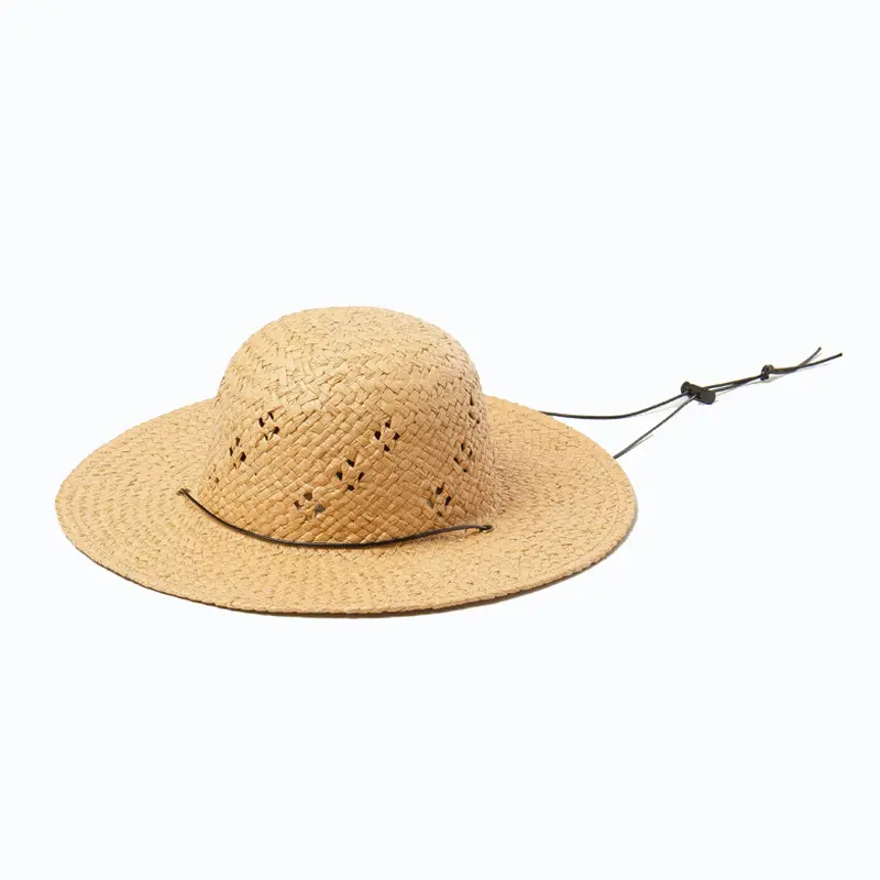 R217 enfants nouveau papier herbe creux tricoté ruban sangle dôme grand Eave paille chapeau extérieur plage parasol paille chapeau