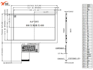 5. 0''800*480 benutzer definiertes TFT-LCD-Modul CD-Bildschirm LCMLCD-Bildschirm - Product Image 2