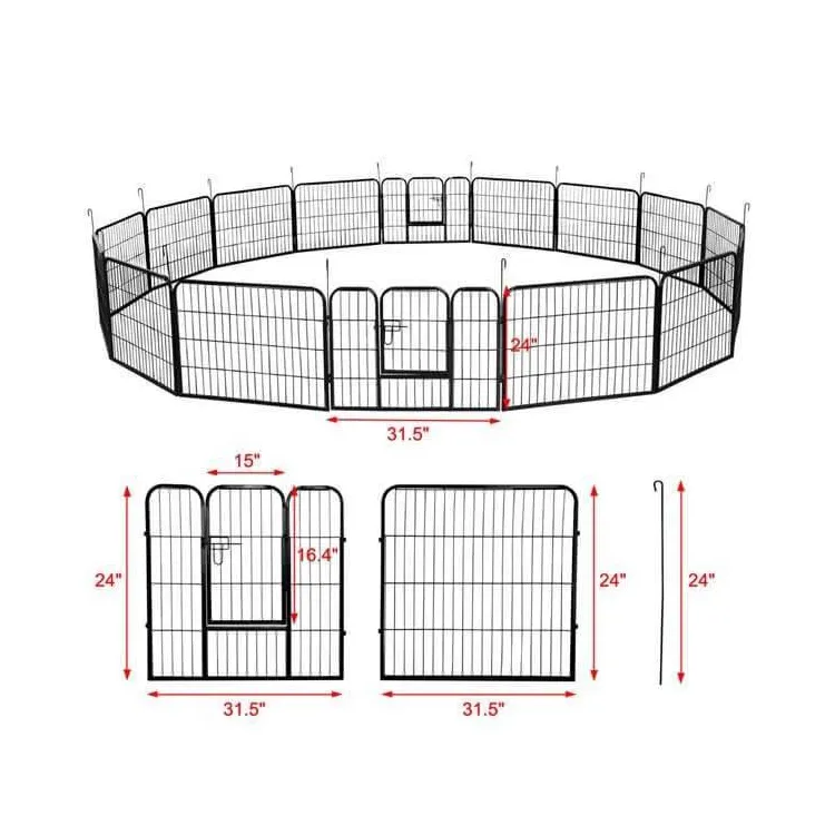 6 8 16 패널 금속 개 실행 애완 동물 울타리 패널 접이식 개 놀이터 xl 강아지 실행 울타리