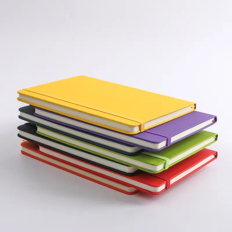 Kustom A5 dengan tali elastis pemegang pena jurnal buku catatan harian dicetak merek Logo buku harian Notepad untuk Set hadiah bisnis