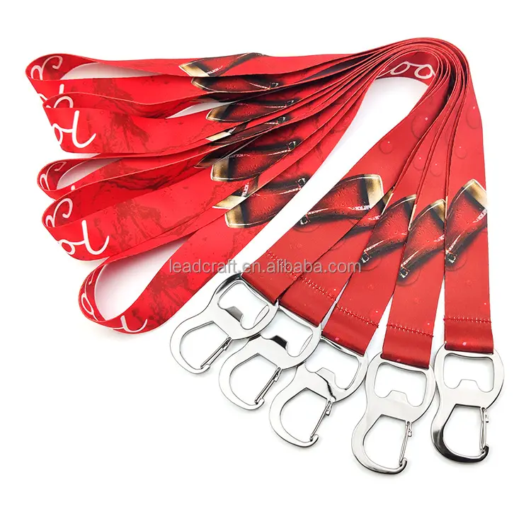 Mehrfarbiger Sublimation druck Halsband Bierflaschen öffner Lanyard