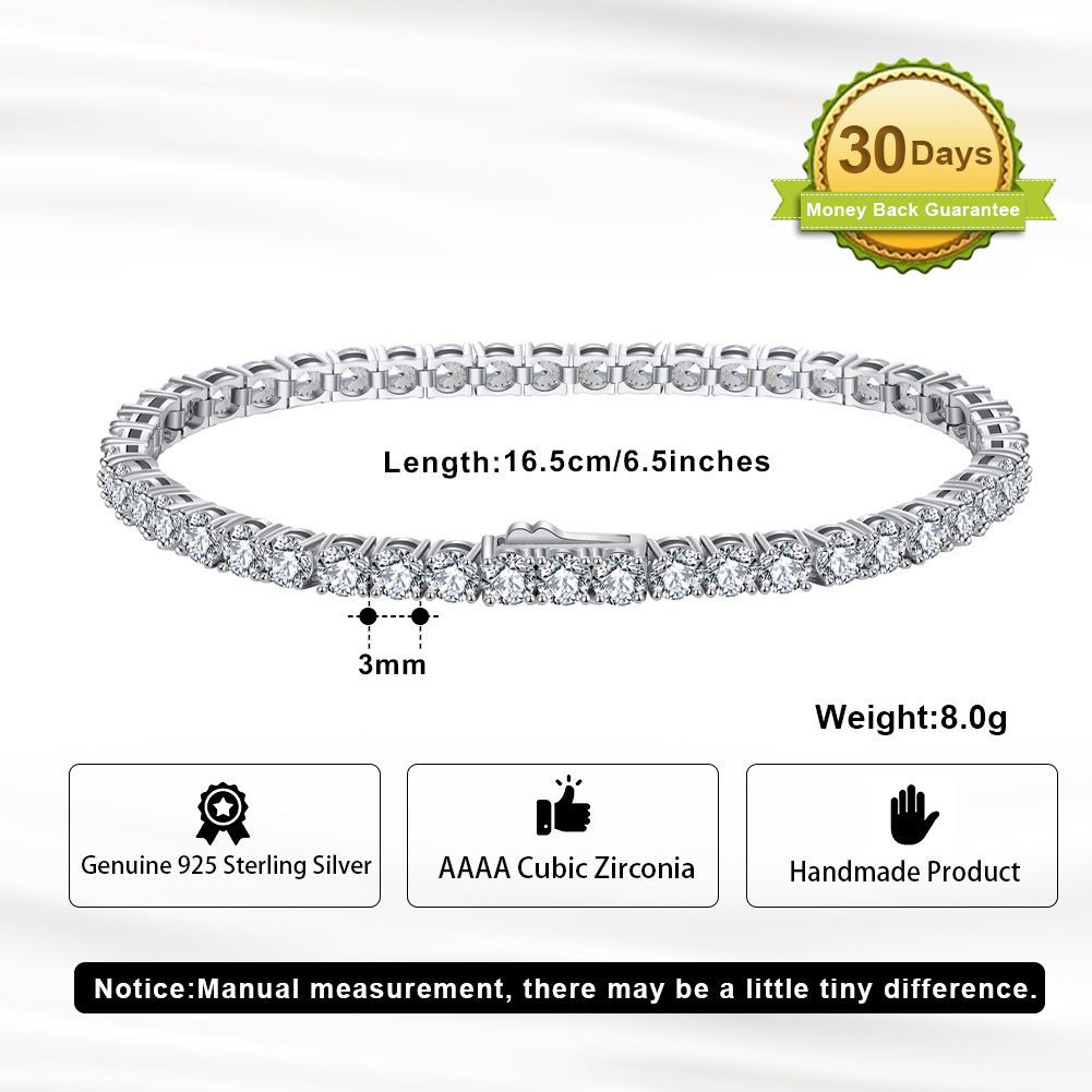 3mm Rhodium Plated