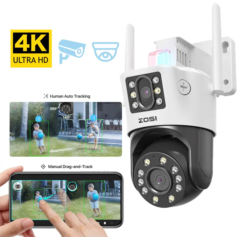 10X оптический зум с автоматическим отслеживанием человека GSM сигнализация 4K двойной объектив 8MP наружная беспроводная сеть безопасности CCTV камера