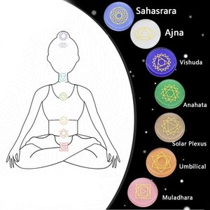 Çakra taşları seti 7 kazınmış çakra sembolleri cadı zanaat malzemeleri kiti ve araçları yeni başlayanlar için uygun Yoga meditasyon - Product Image 2
