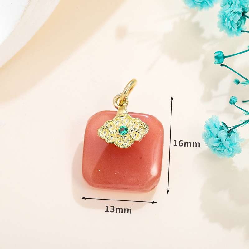 15 pendentif carré rose clair, 13*16mm
